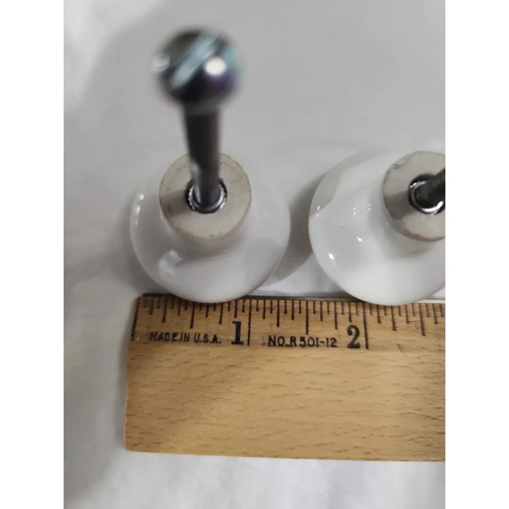 White Ceramic Drawer Or Cupboard Pulls Set Of Five